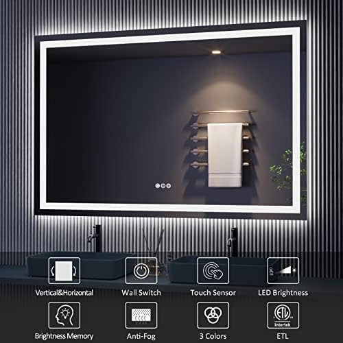 Amorho LED Bathroom Mirror 48"X32" with Front Light and Backlit