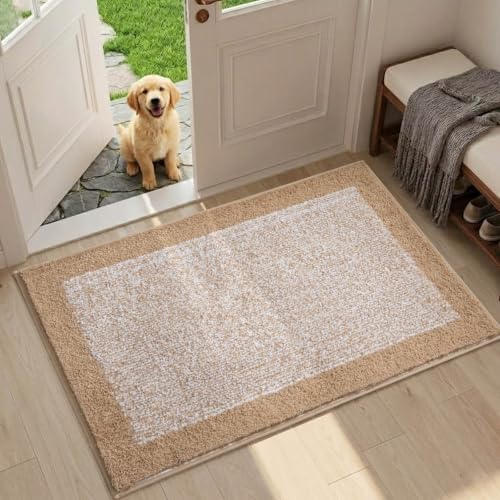 36x24 Large Bathroom Rugs Non Slip Washable, Soft Absorbent Bath Mat Beige
