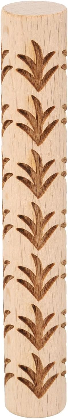 HARFINGTON Wood Clay Roller 4" Grass Pattern Rolling Pins Wood Rollers Pottery Tools Wood Grain Texture Rollers for Clay Baking Dough Playdough DIY