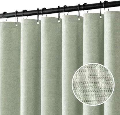 MIULEE Stall Linen Spring Shower Curtain Sage Green W72*L72 12 Metal Hooks