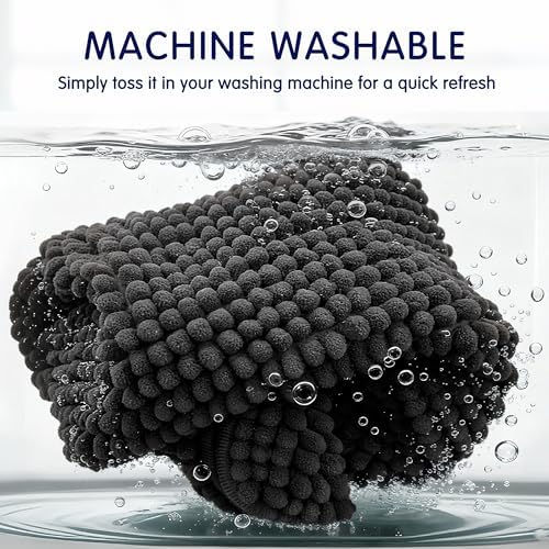 SUBRTEX Bathroom Rugs, 24" x 60" Chenille Bath Rug Soft Short Plush Bath Mat Soft Shower Mat Water Absorbent Shower Mat Quick Dry Machine Washable, Black