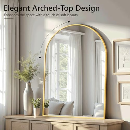 Arched Bathroom Mirror for Wall, 30" x 20" Metal Frame Vanity Mirror, Gold