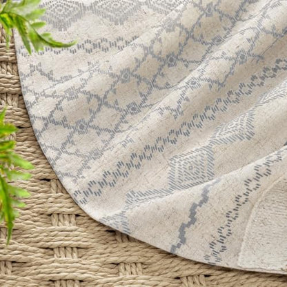Light Grey Boho Linen Shower Curtain,72" W x 72" L