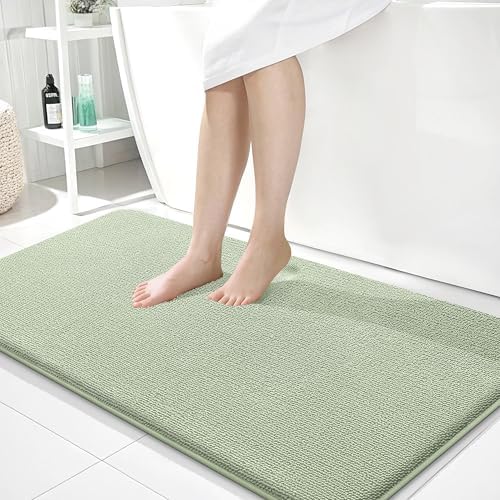 OLANLY Memory Foam Bathroom Runner Rugs 45x27, Absorbent Mat, Sage Green