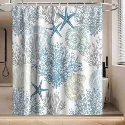 Cute Summer Ocean Shower Curtain Modern Luxury Coastal Seashell Nautical