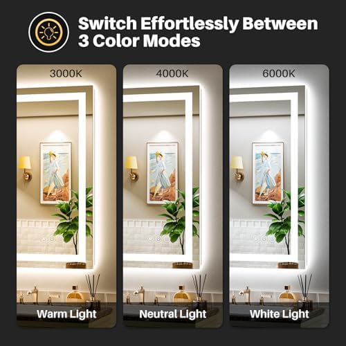 Briivue 48x38 Inch LED Bathroom Mirror with Lights, Backlit & Front Lit
