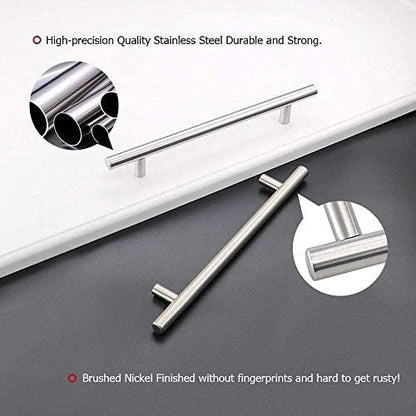 homdiy Brushed Nickel Cabinet Handles Kitchen Pulls Stainlees Steel 6-1/4inch(160mm) Hole Centers - Europe Bedroom Drawer Dresser Cabinet pulls 40Pack