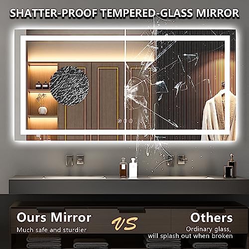 72x36 LED Bathroom Mirror with Lights, Lighted Vanity Mirror