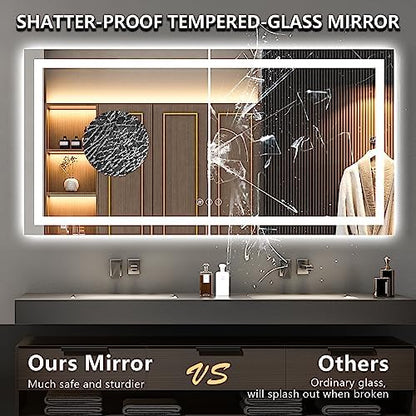 72x36 LED Bathroom Mirror with Lights, Lighted Vanity Mirror