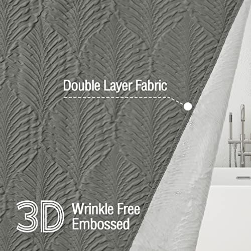 Gibelle Grey Shower Curtain for Bathroom, 3D Embossed Textured Fabric Shower Curtain, Modern Farmhouse Chic Soft Cloth Shower Curtain Set, 72x72