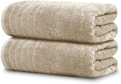 Tens Towels 2 Piece Extra Large Bath Sheets 35 x 70 Inches, Beige