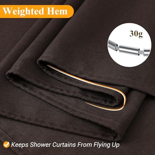 Naturoom Linen Shower Curtain 78 Inch Long for Bathroom Chocolate Brown