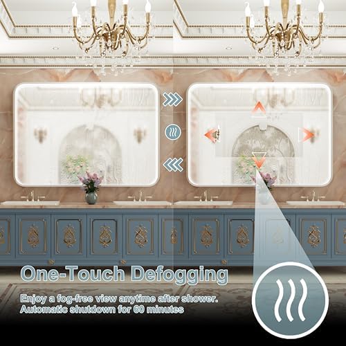 48"x36" Silver LED Bathroom Mirror,Adjust 3000K/4500K/6000K Light
