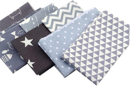 AMORNPHAN Cats Kitten Fish Star Cloud Animal Cartoon Pattern Printed 100% Cotton Quilting Fabric for Patchwork Needlework DIY Sewing Crafting Precut Face Mask 16x20 Inches (Set of 7 Pieces) 40x50 cm.