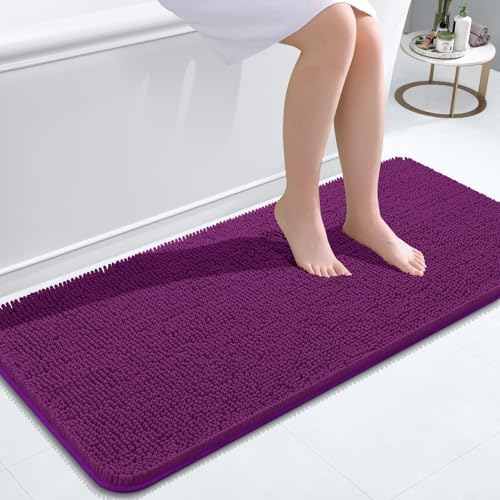 OLANLY Bathroom Runner Rugs 47x20, Extra Soft Absorbent Chenille Bath Rugs