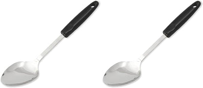Chef Craft Select Basting Spoon, 12 inch, Stainless Steel/Black (Pack of 2)