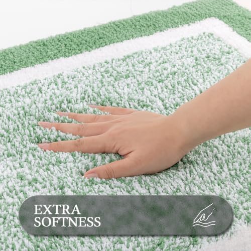 Pauwer Bathroom Rugs Sets 2 Piece, Plush Non Slip Bath Mats, Green