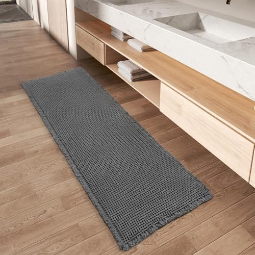 Upgraded Waffle Bath Mat Runner Absorbent Non Slip Bathroom Mat, 2' x 5'