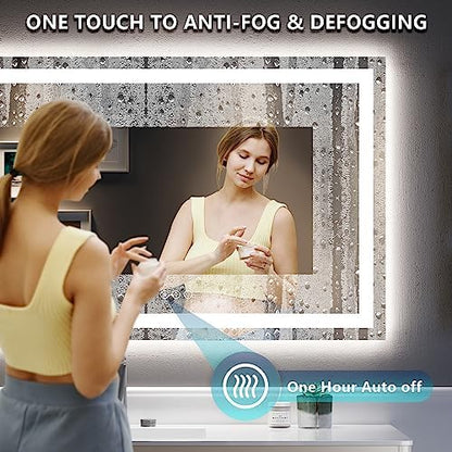 55x30 LED Bathroom Mirror with Lights, Lighted Vanity Mirror