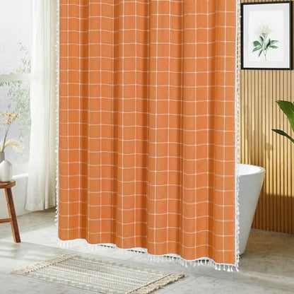 Gibelle Orange Boho Farmhouse Shower Curtain for Bathroom 72x72