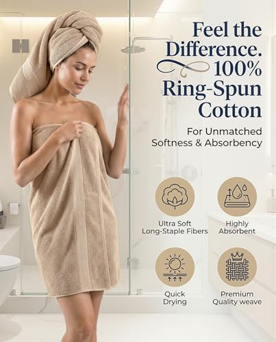LANE LINEN Towel Set Quick Dry 100% Cotton 24 Piece Soft Absorbent - Beige