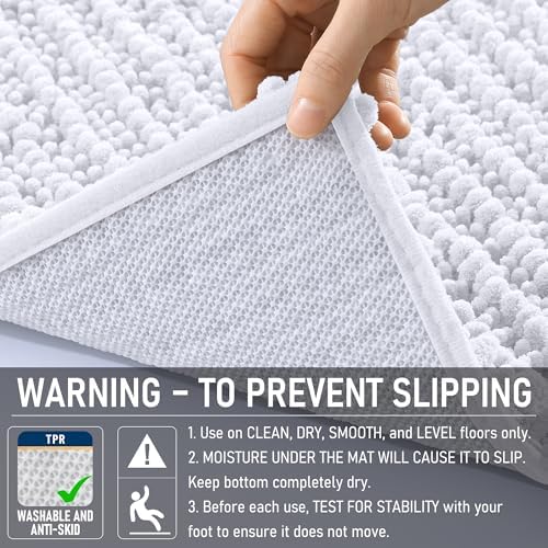 OLANLY Bathroom Runner Rugs 47x24, Thick Soft Absorbent Chenille Bath Rugs