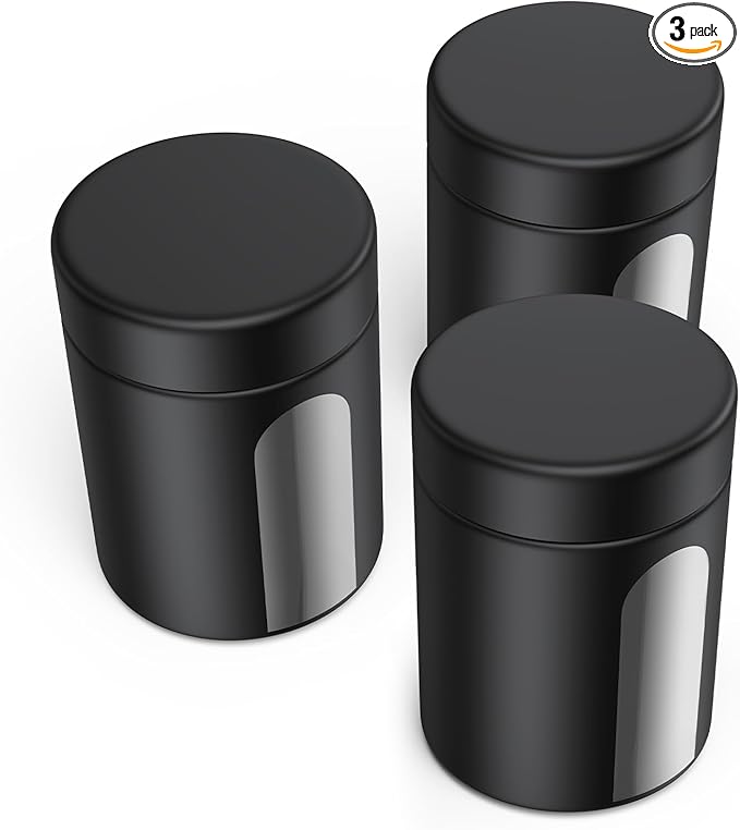 Glass Storage Jar (6 oz), 3 Pack Premium Smell Proof Visual Container with Child Resistant Cap, Small Waterproof Bottle Multipurpose Container for Coffee Teas Herbs Spices(180ml)