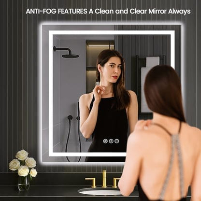 LOAAO 40"X40" LED Bathroom Mirror with Lights, UL Listed