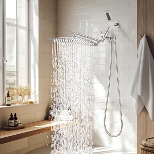 G-Promise All Metal 14" Rain Shower Head with Handheld for Bathroom Upgrade