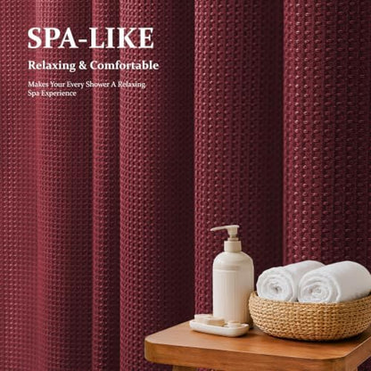 Dynamene Stall Waffle Shower Curtain 256 GSM Heavy Fabric 54x78 Burgundy
