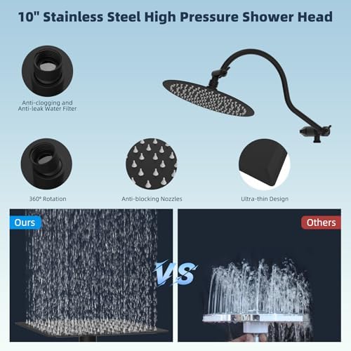Hibbent All Metal cUPC Certified Shower Head, 10'' Rainfall Shower Head