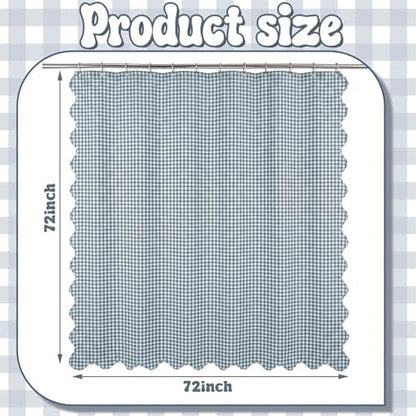 HunnmingRe Scalloped Gingham Shower Curtain Dust Blue