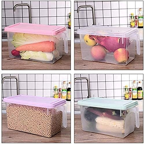 Plastic Food Storage Bins with Lids for Fridge 4 Pack Produce Saver Containers for Refrigerator Organization Stackable Freezer Organizer Fresh Keeper Container For Kitchen Pink