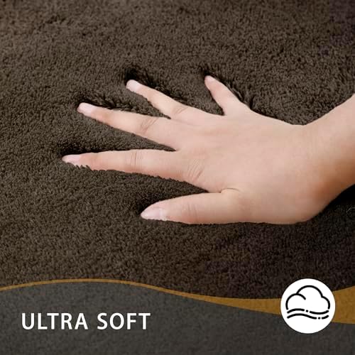 MINIDEAR Bathroom Rugs 36x24 Brown - Thick Memory Foam Bath Mat, Ultra Soft & Plush Fluffy, Non-Slip, Quick Dry, Absorbent Washable Floor Microfiber Mat for Tub, Home Decor Accessories