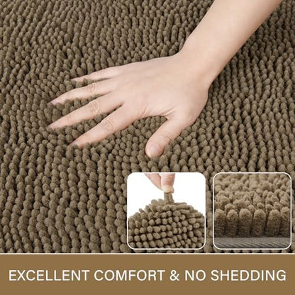 LOCHAS Luxury Bathroom Rug Shaggy Bath Mat 24 x 70 Inch, Tan