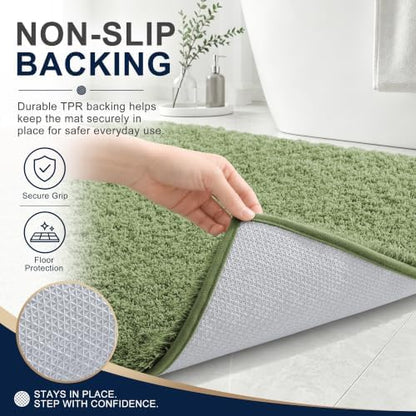 OLANLY Microfiber Bathroom Runner Rugs 70x24, Soft Bath Mat, Sage Green