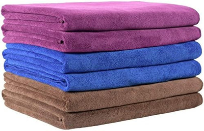 JML Microfiber Towels, Bath Towel Sets (6 Pack, 27" x 55") - Extra Absorbent, Fast Drying, Multipurpose for Bath, Swimming, Fitness, Sports, Yoga, Blue/Brown/Purple | Hanging Loop, Extra Absorbent, Fast Drying, Lint-free, Use for Pool, Swimming, Fitnes...