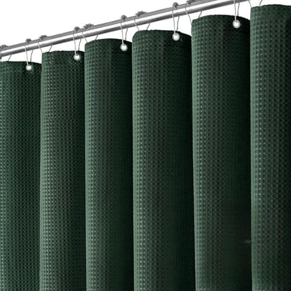 Dynamene Extra Long Waffle Shower Curtain 256 GSM Fabric 72"x84" Dark Green