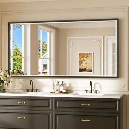 Keonjinn 72" x 36" Black Framed Bathroom Mirrors for Over Sink, Aluminum