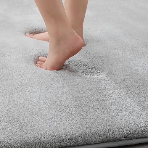 MINIDEAR Bathroom Rugs 60x24 Light Gray - Thick Memory Foam Bath Mat, Ultra Soft & Plush Fluffy, Non-Slip, Quick Dry, Absorbent Washable Floor Microfiber Mat for Tub, Home Decor Accessories