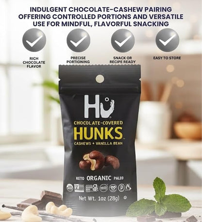 Hu Chocolate Bar Dark Cashew Hunks (1 OZ.) Bundle with Measuring Spoon for Snack Portioning and Organized Storage — Gift Set (2 Items) (Pack of 2)