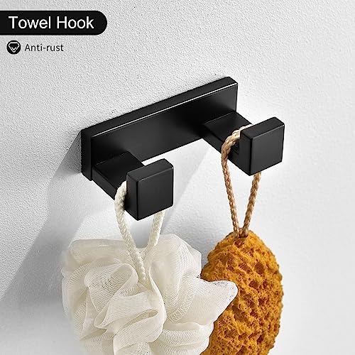 Black Towel Bar Set, 4-Pieces Bathroom Hardware Set Modern Bathroom Towel Holder Set SUS304 Stainless Steel Wall Mounted Towel Rack Set,23.6 Inch