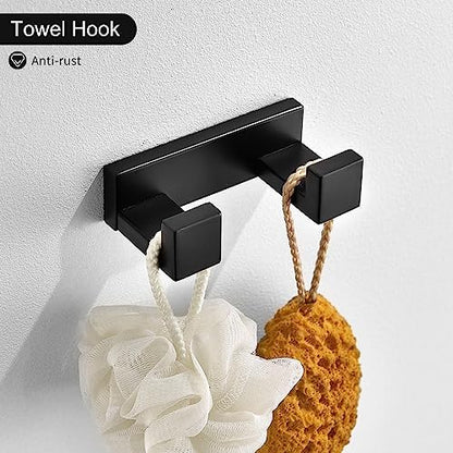 Black Towel Bar Set, 4-Pieces Bathroom Hardware Set Modern Bathroom Towel Holder Set SUS304 Stainless Steel Wall Mounted Towel Rack Set,23.6 Inch