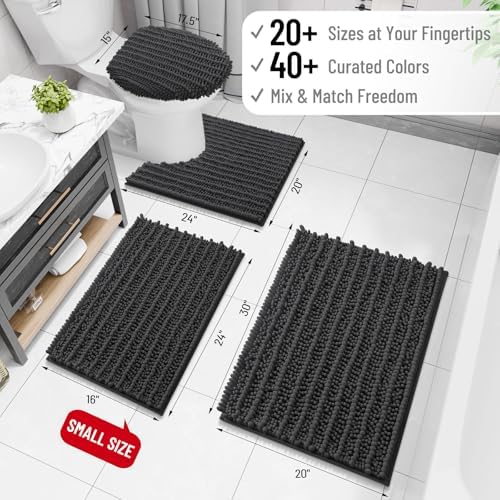 Arotive Bathroom Rugs Mat 47x17, Soft Absorbent Chenille Shaggy Bath Mat