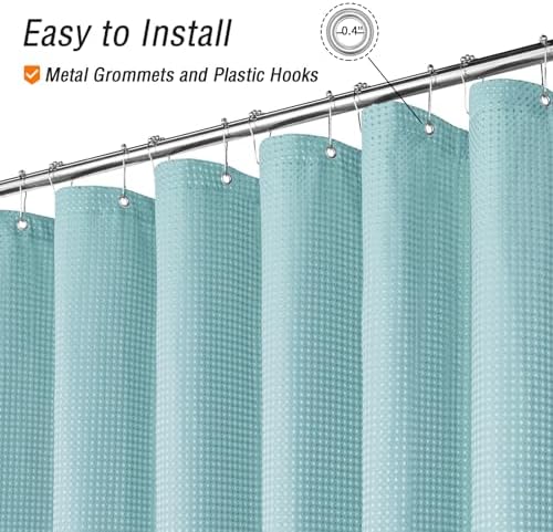 Gibelle Teal Cloth-Textured Shower Curtain, Hotel Style, 72 X 72