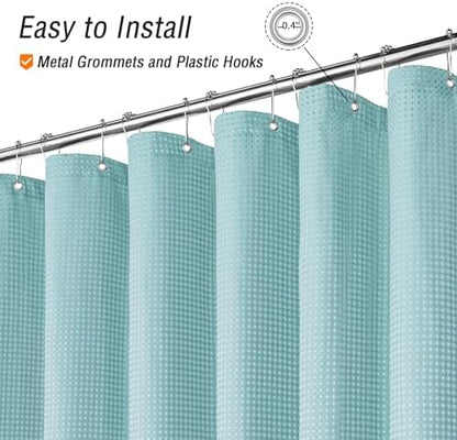 Gibelle Teal Cloth-Textured Shower Curtain, Hotel Style, 72 X 72