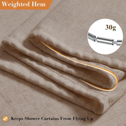 Nanspring Linen Shower Curtain for Bathroom 72x72 Inch 1 Panel Sand Beige