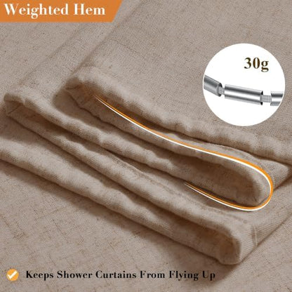 Nanspring Extra Long Linen Shower Curtain for Bathroom 90 Inch Sand Beige