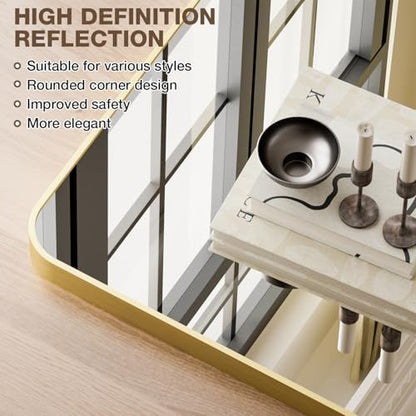 30"x36" Bathroom Mirror for Over Sink, Brushed Gold Rectangle Vanity Mirror