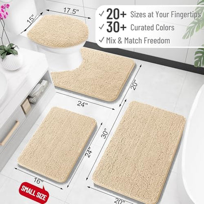 OLANLY Small Bathroom Rugs 30x18, Extra Soft Absorbent Chenille Bath Rugs